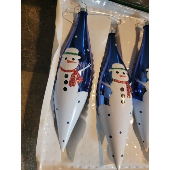 Christmas trimmeries Bradford Snowman blue long sickle ornament Xmas Decor set - Picture 3 of 6